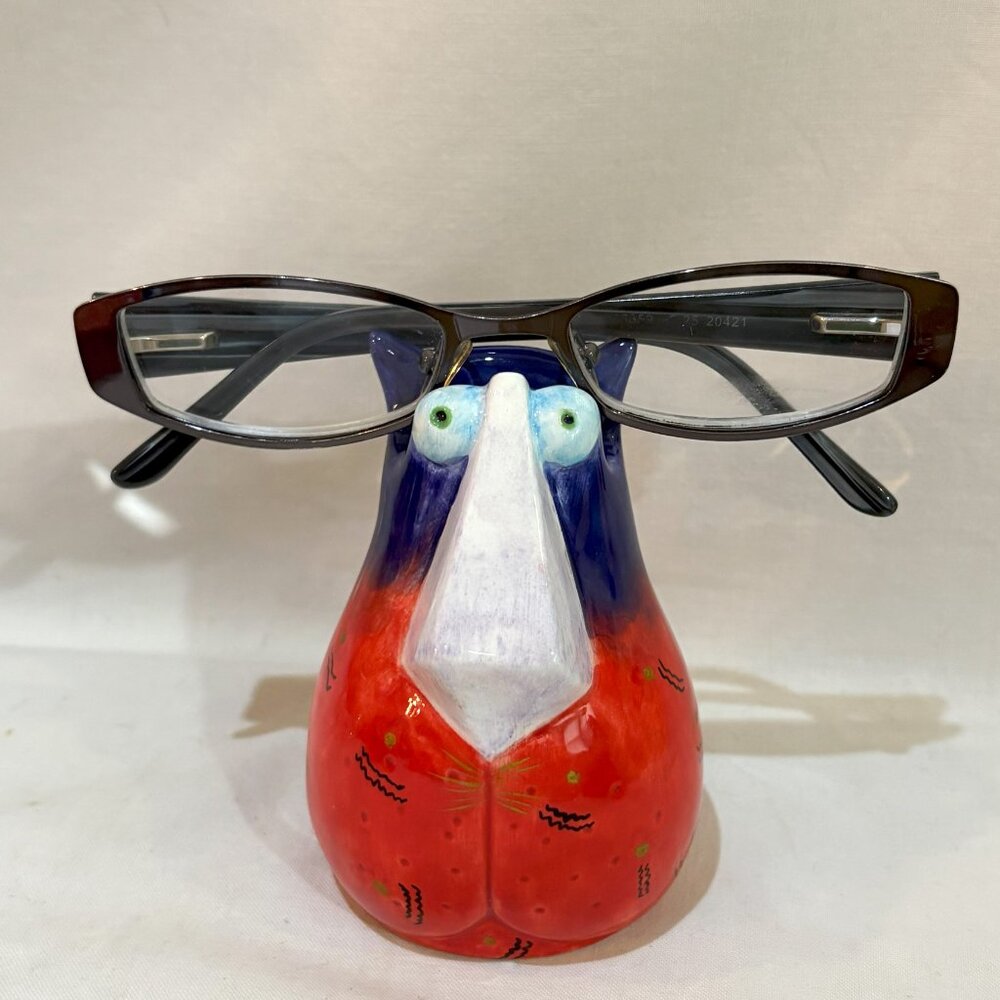 Joy Cat Pottery Owl Figurine Eye Glass Holder AS IS